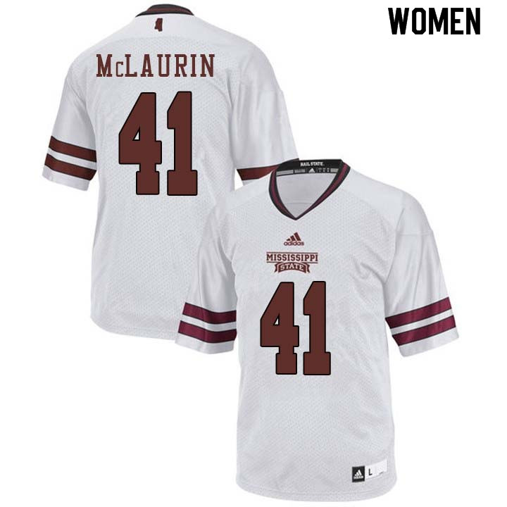 Women #41 Mark McLaurin Mississippi State Bulldogs College Football Jerseys Sale-White - Click Image to Close